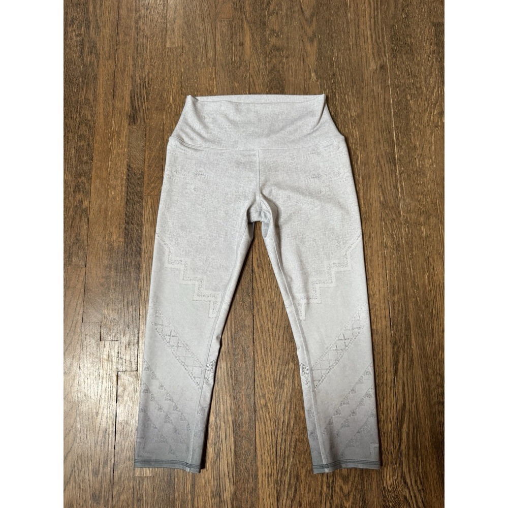 Alo Yoga Casbah Ombré Aztec Print High Waist Leggings Size M Gray White